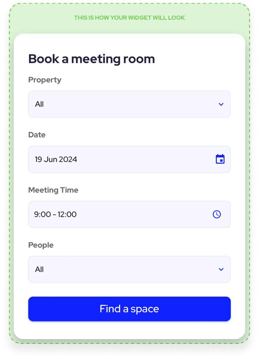 Customisable booking widget
